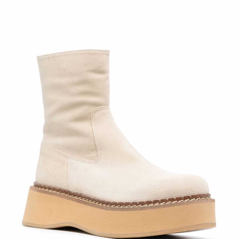 Paloma Barcelo Ebba Platform Ankle Boot in Cream - Size 38